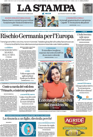 Prima pagina La Stampa di oggi - Quotidiano nazionale