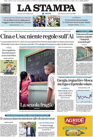 Prima pagina La Stampa di oggi - Quotidiano nazionale