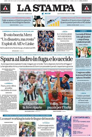 Prima pagina La Stampa di oggi - Quotidiano nazionale