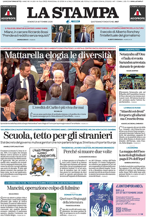 Prima pagina La Stampa di oggi - Quotidiano nazionale