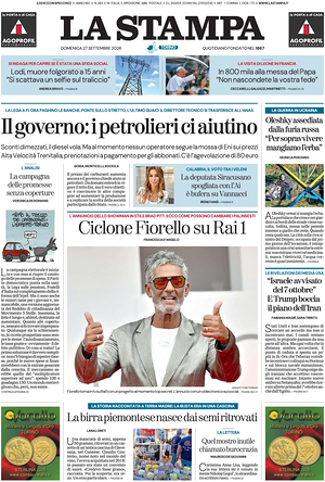 Prima pagina La Stampa di oggi - Quotidiano nazionale