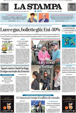 Prima pagina La Stampa di oggi - Quotidiano nazionale