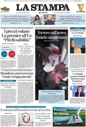 Prima pagina La Stampa di oggi - Quotidiano nazionale
