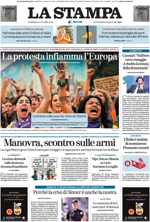 Prima pagina La Stampa di oggi - Quotidiano nazionale