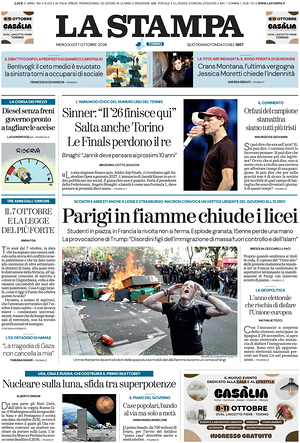 Prima pagina La Stampa di oggi - Quotidiano nazionale