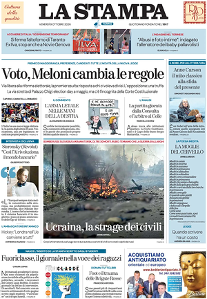 Prima pagina La Stampa di oggi - Quotidiano nazionale