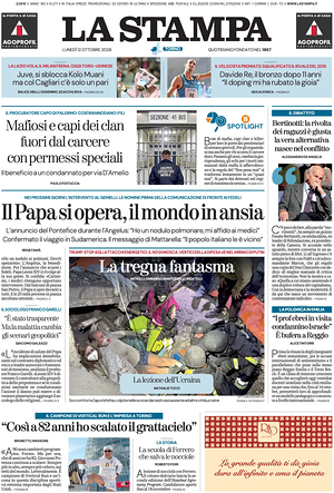 Prima pagina La Stampa di oggi - Quotidiano nazionale