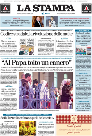 Prima pagina La Stampa di oggi - Quotidiano nazionale