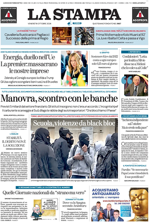 Prima pagina La Stampa di oggi - Quotidiano nazionale