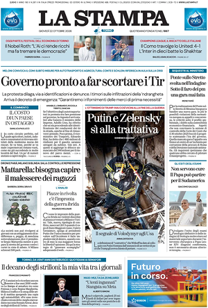 Prima pagina La Stampa di oggi - Quotidiano nazionale