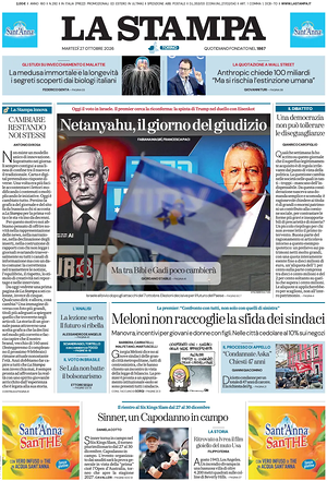 Prima pagina La Stampa di oggi - Quotidiano nazionale