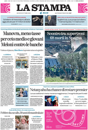 Prima pagina La Stampa di oggi - Quotidiano nazionale