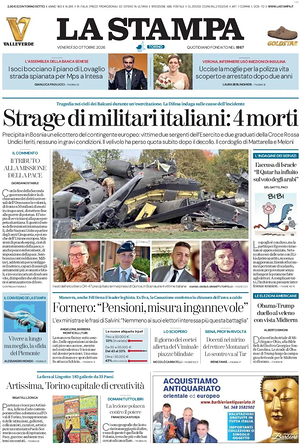 Prima pagina La Stampa di oggi - Quotidiano nazionale