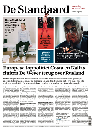 Prima pagina De Standaard di oggi - Quotidiano estero