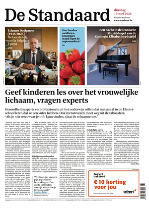 Prima pagina De Standaard di oggi - Quotidiano estero