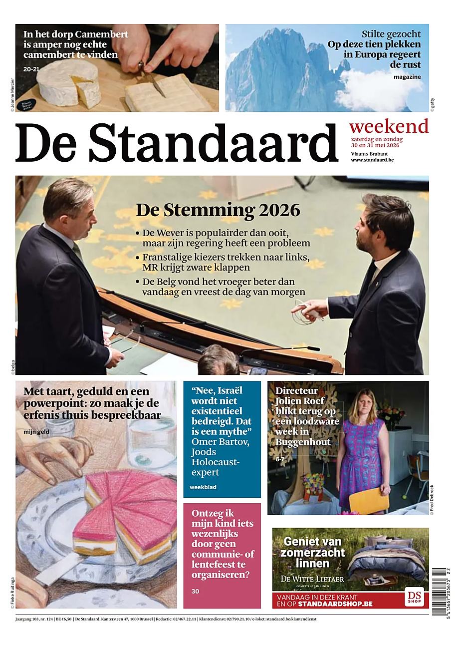 Prima pagina De Standaard di oggi - Edicola 30 Maggio 2026