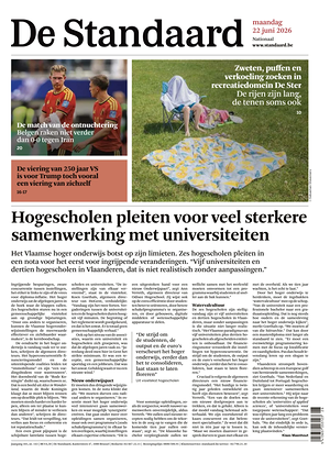 Prima pagina De Standaard di oggi - Quotidiano estero