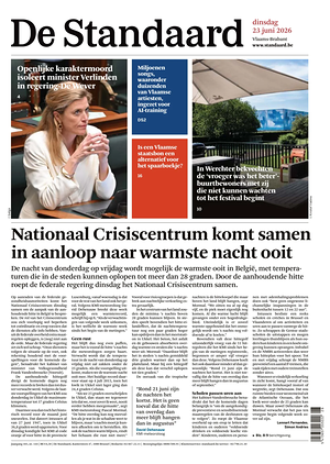 Prima pagina De Standaard di oggi - Quotidiano estero
