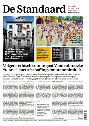 Prima pagina De Standaard di oggi - Quotidiano estero