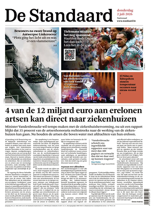 Prima pagina De Standaard di oggi - Quotidiano estero