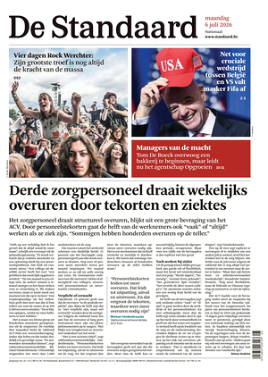 Prima pagina De Standaard di oggi - Quotidiano estero