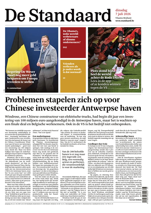 Prima pagina De Standaard di oggi - Quotidiano estero