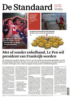 Prima pagina De Standaard di oggi - Quotidiano estero