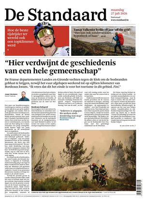 Prima pagina De Standaard di oggi - Quotidiano estero