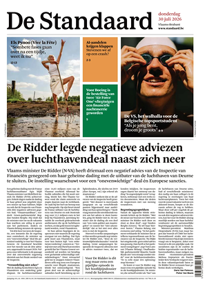 Prima pagina De Standaard di oggi - Quotidiano estero