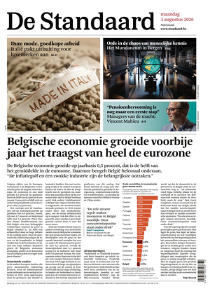 Prima pagina De Standaard di oggi - Quotidiano estero