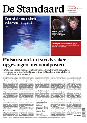 Prima pagina De Standaard di oggi - Quotidiano estero