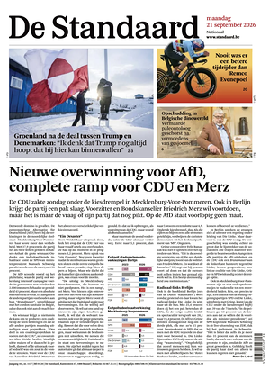 Prima pagina De Standaard di oggi - Quotidiano estero