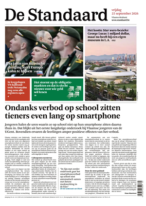 Prima pagina De Standaard di oggi - Quotidiano estero