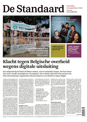 Prima pagina De Standaard di oggi - Quotidiano estero