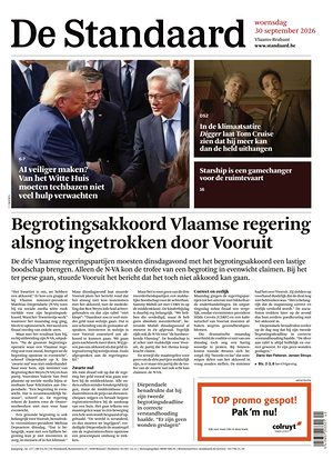 Prima pagina De Standaard di oggi - Quotidiano estero