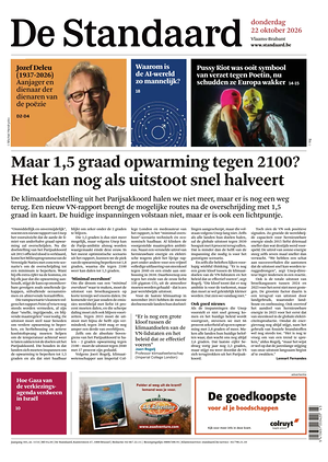Prima pagina De Standaard di oggi - Quotidiano estero