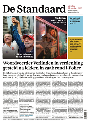 Prima pagina De Standaard di oggi - Quotidiano estero