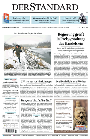 Prima pagina Der Standard di oggi - Quotidiano estero