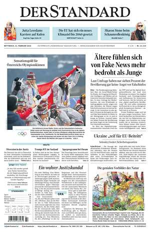 Prima pagina Der Standard di oggi - Quotidiano estero