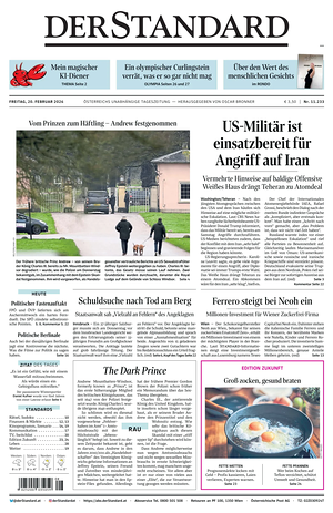 Prima pagina Der Standard di oggi - Quotidiano estero