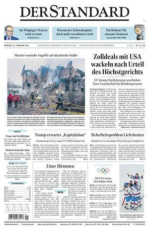 Prima pagina Der Standard di oggi - Quotidiano estero