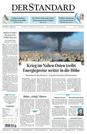 Prima pagina Der Standard di oggi - Quotidiano estero