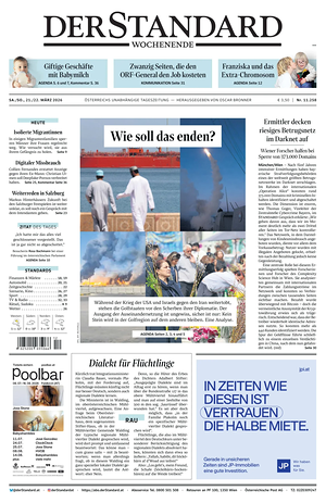 Prima pagina Der Standard di oggi - Quotidiano estero