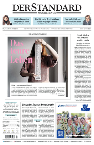Prima pagina Der Standard di oggi - Quotidiano estero