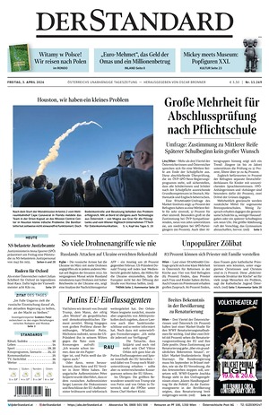 Prima pagina Der Standard di oggi - Quotidiano estero