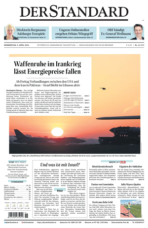 Prima pagina Der Standard di oggi - Quotidiano estero