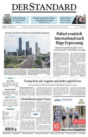 Prima pagina Der Standard di oggi - Quotidiano estero