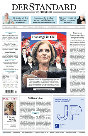 Prima pagina Der Standard di oggi - Quotidiano estero
