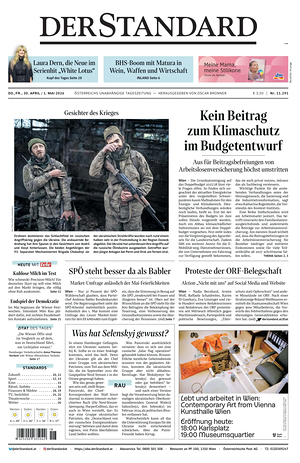 Prima pagina Der Standard di oggi - Quotidiano estero