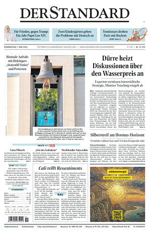 Prima pagina Der Standard di oggi - Quotidiano estero